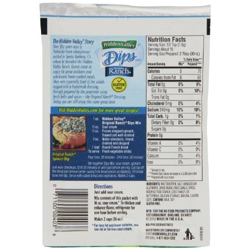 Hidden Valley The Original Ranch Dip Mix, 1 Ounce Packet Pack O