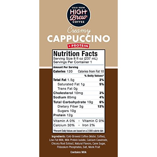 High Brew Cold Brew Coffee Creamy Cappuccino Plus Protein 8 Fl O