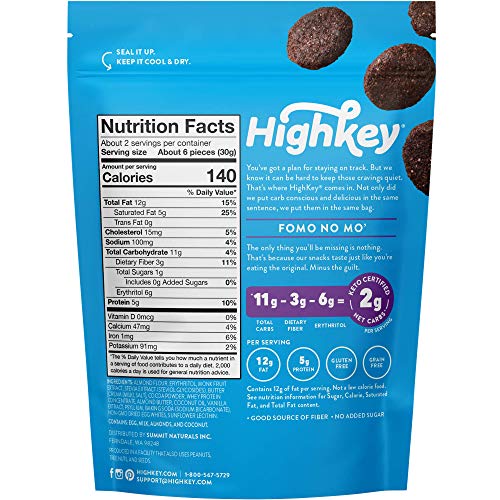 Highkey Snacks Keto Low Carb Food Chocolate Brownie Cookie Bites