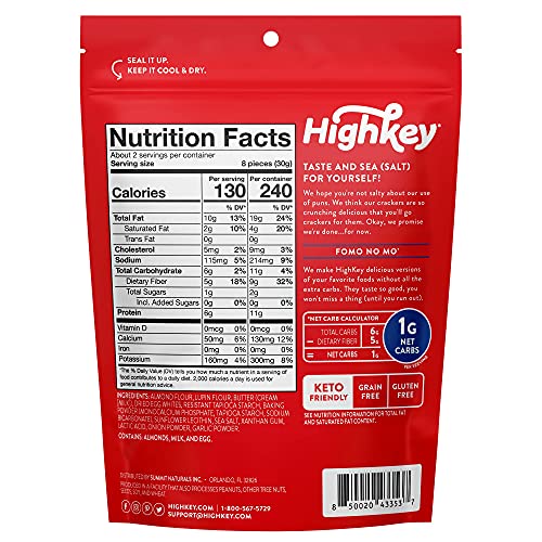 Highkey Almond Flour Crackers - Sea Salt Gluten Free Cracker, Lo