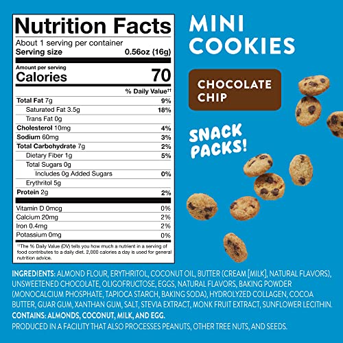Highkey Chocolate Chip Mini Snack Packs - Keto Snack Box Sugar F...