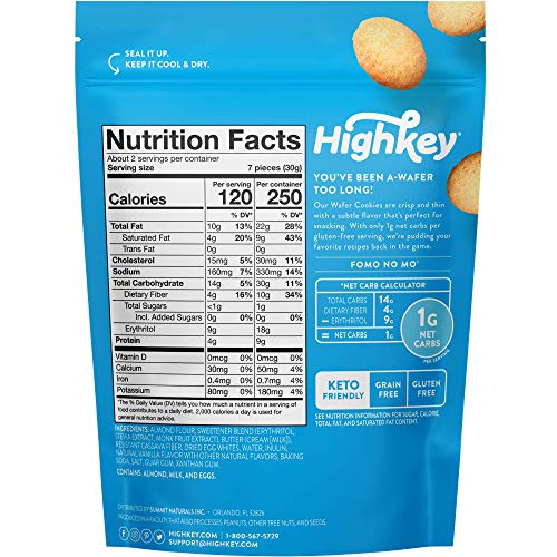 Highkey Keto Snacks Wafer Cookies - Low Carb - Gluten Free - Dia