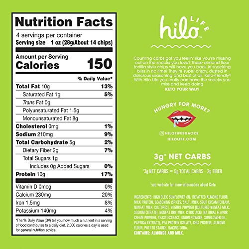 Hilo Life Low Carb Keto Friendly Tortilla Chip Snack Bags, Chili...