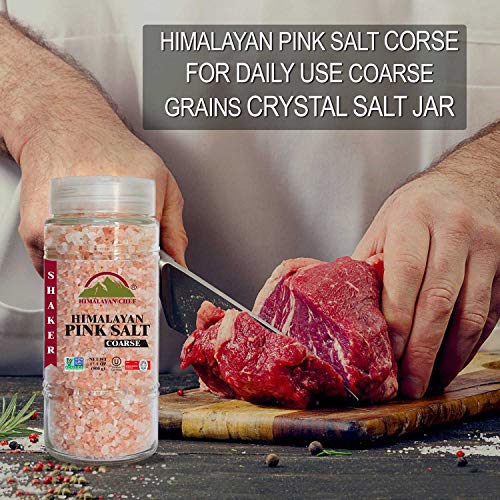 Himalayan Chef Himalayan Pink Salt, Coarse Salt, Grain, Glass Ja