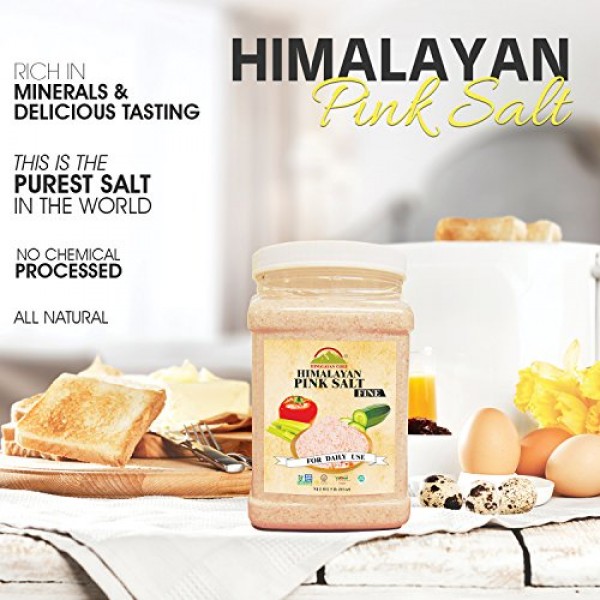 Himalayan Chef Natural Pink Salt Fine Plastic Jar,Pure Fine Salt...