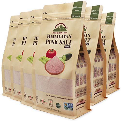 Himalayan Chef Pink Himalayan Salt Fine Grain-3 Pounds, Pack Of 6