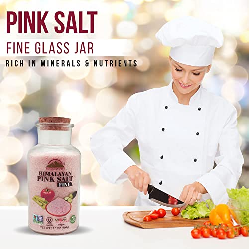 Himalayan Chef Pink Himalayan Salt, Wide Mouth Glass Jar with Co...