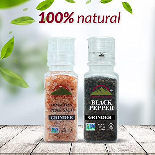 Himalayan Chef Pink Salt and Black Peppercorns, Square Plastic G...