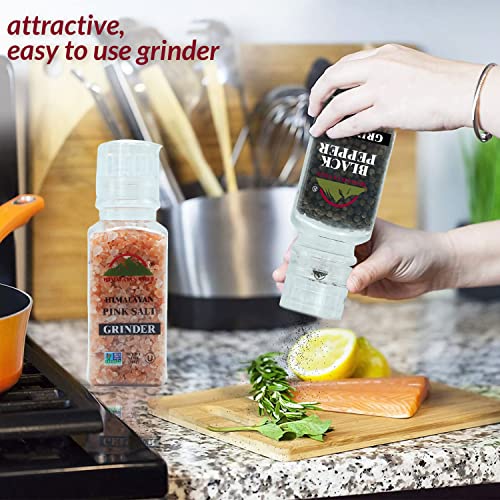 Himalayan Chef Pink Salt and Black Peppercorns, Square Plastic G...