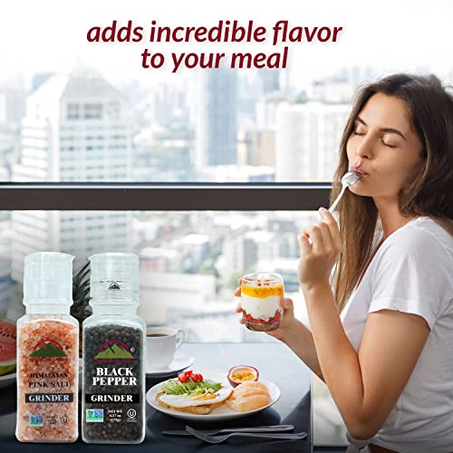 Himalayan Chef Pink Salt and Black Peppercorns, Square Plastic G...