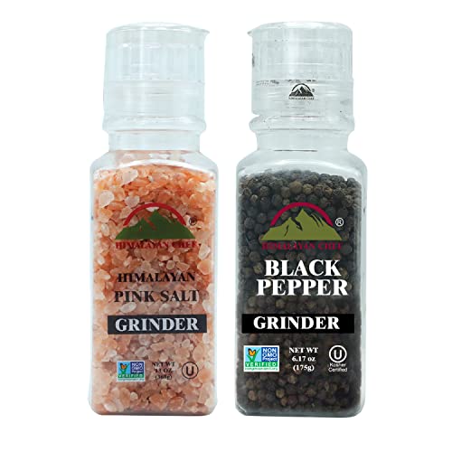 Himalayan Chef Pink Salt and Black Peppercorns, Square Plastic G...
