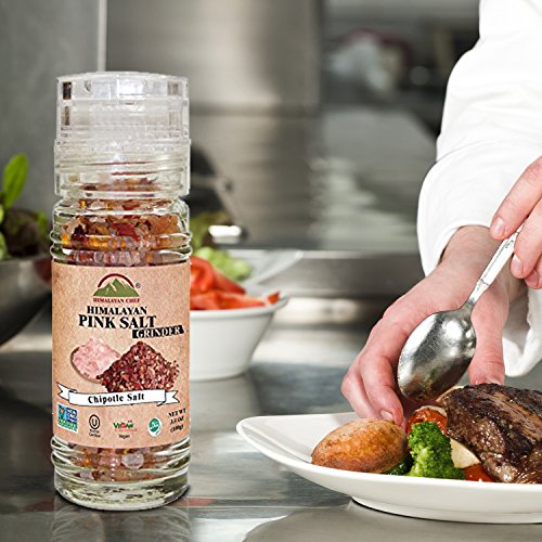 Himalayan Chef Pink Salt Grinder, Chipotle Salt, 3.53 Ounces, In