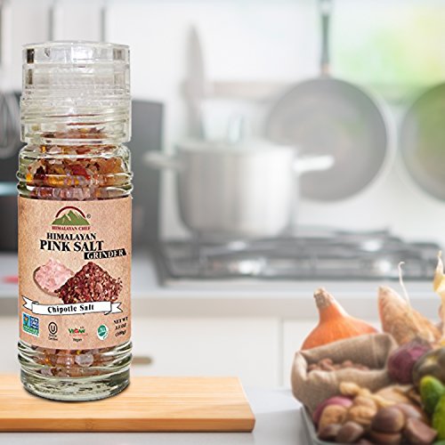 Himalayan Chef Pink Salt Grinder, Chipotle Salt, 3.53 Ounces, In