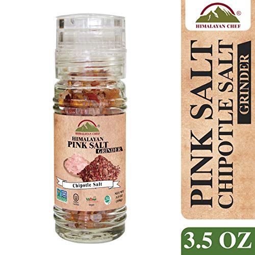 Himalayan Chef Pink Salt Grinder, Chipotle Salt, 3.53 Ounces, In