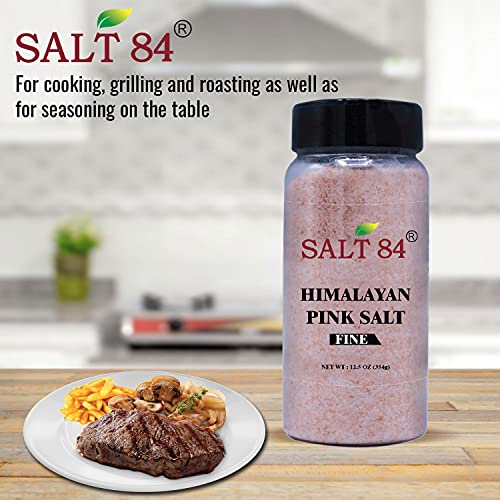 SALT 84 Himalayan Pink Salt, Fine Salt Plastic Shaker - 12.49 Ounce