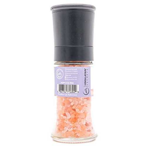 Himalayan Secrets Natural Pink Cooking Salt in Refillable Grinde...