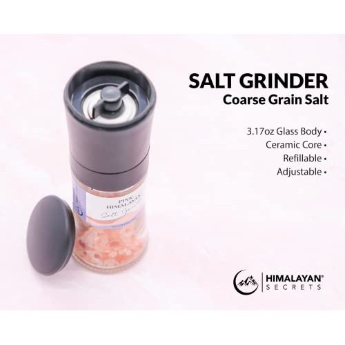 Himalayan Secrets Natural Pink Cooking Salt in Refillable Grinde...