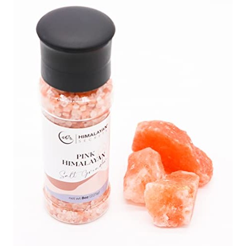 Himalayan Secrets Natural Pink Cooking Salt in Refillable Grinde...