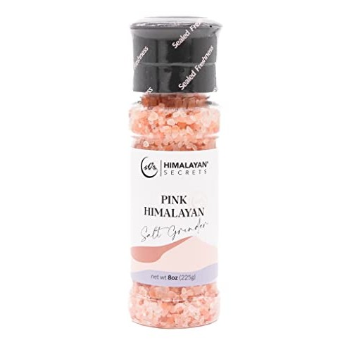 Himalayan Secrets Natural Pink Cooking Salt in Refillable Grinde...