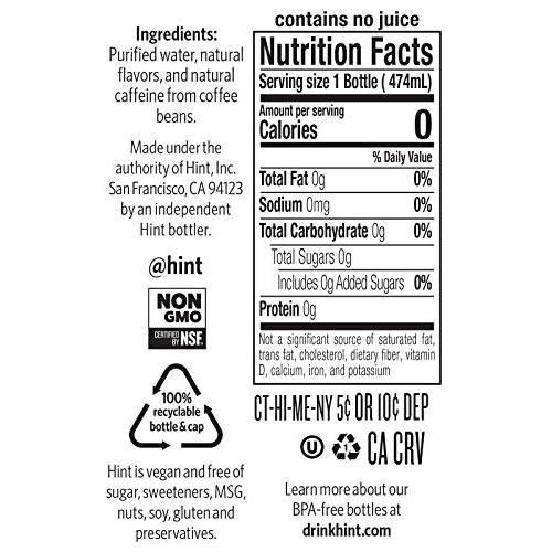 Hint Kick With Caffeine Water, Black Raspberry, Pack Of 12 16