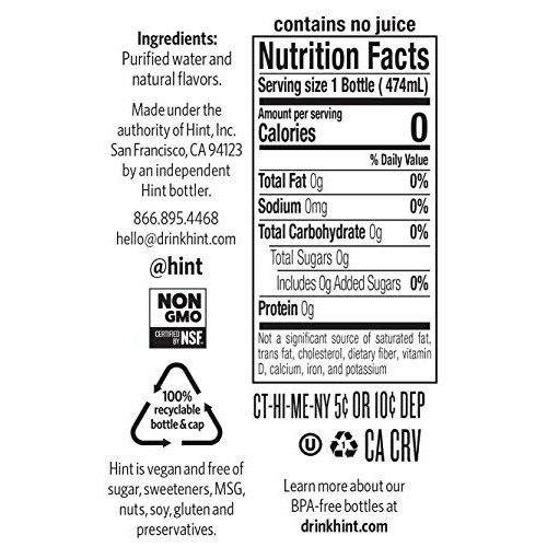Hint Water Clementine, Pack Of 12 16 Ounce Bottles, Pure Water