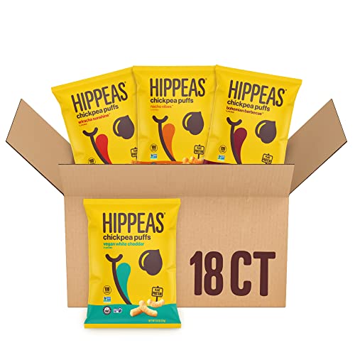 Hippeas Chickpea Puffs, Variety Pack: Vegan White Cheddar, Nacho...