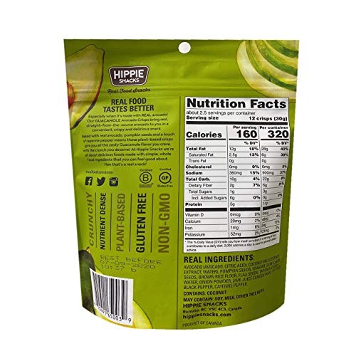 Hippie Snack New Non Gmo Vegetable Chip 2.5Oz, 2 Pack Avocado -