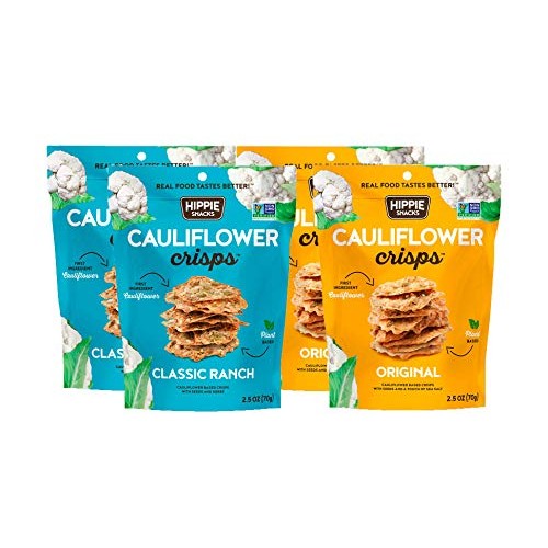 Hippie Snacks Cauliflower Crisps Variety Pack, Plant-Based, High