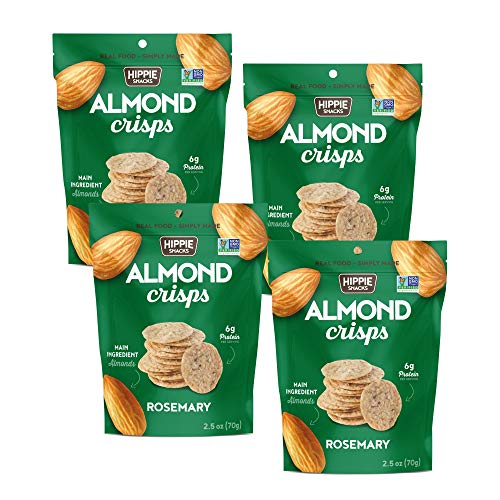 HIPPIE SNACKS ROSEMARY ALMOND CRISPS Plant-based, High Protein, ...