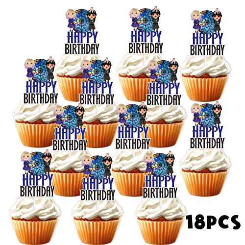 18pcs Glitter Girls Happy Birthday Dessert Cupcake Topper Pick f...