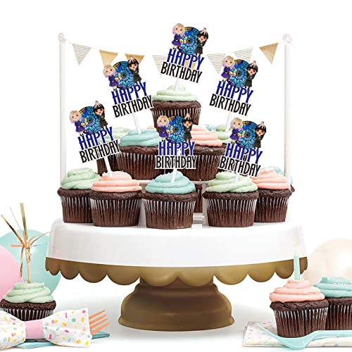 18pcs Glitter Girls Happy Birthday Dessert Cupcake Topper Pick f...