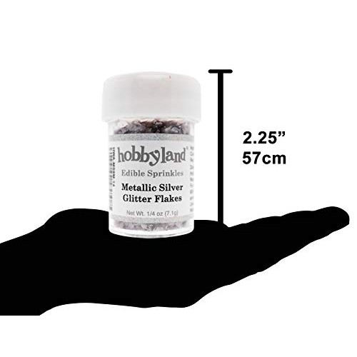 Hobbyland Edible Sprinkles Metallic Silver Edible Glitter Flake