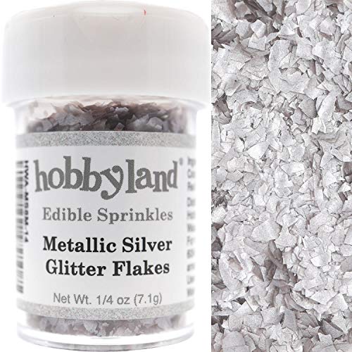 Hobbyland Edible Sprinkles Metallic Silver Edible Glitter Flake