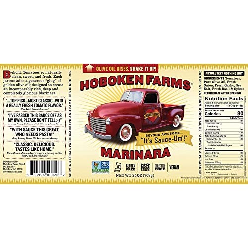 Hoboken Farms Marinara Gourmet Pasta Sauce - Keto Certified, No