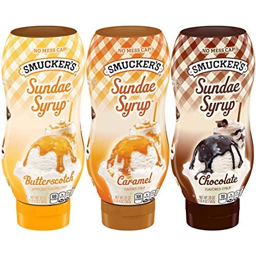Smuckers Sundae Syrup Caramel, Butterscotch & Chocolate Ice Crea...