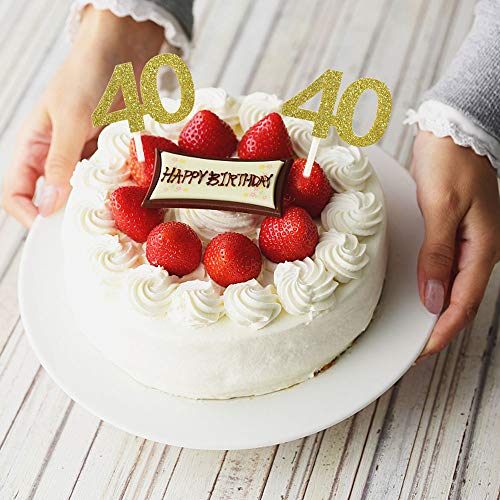 40Th Cupcake Toppers, Hokpa 40Th Birthday Cupcake Toppers, Gold