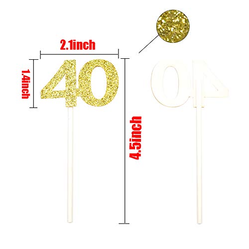 40Th Cupcake Toppers, Hokpa 40Th Birthday Cupcake Toppers, Gold
