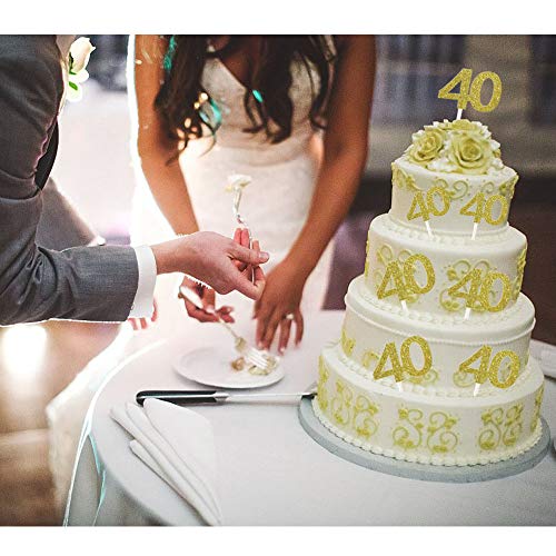 40Th Cupcake Toppers, Hokpa 40Th Birthday Cupcake Toppers, Gold