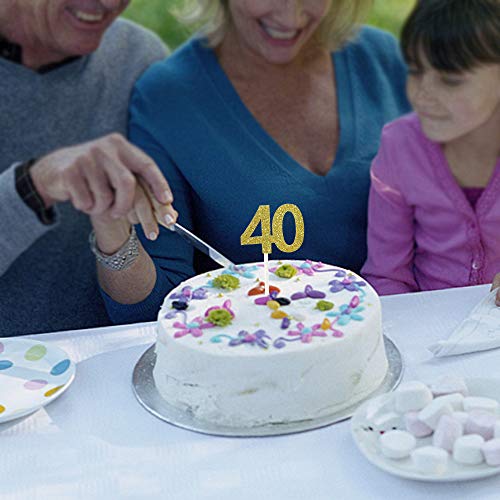 40Th Cupcake Toppers, Hokpa 40Th Birthday Cupcake Toppers, Gold