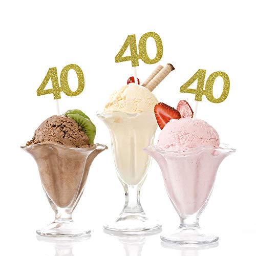 40Th Cupcake Toppers, Hokpa 40Th Birthday Cupcake Toppers, Gold