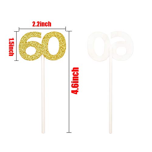 Hokpa Glitter Number 60 Cupcake Toppers, Food Picks 60Th Birthda