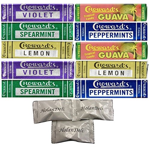 Pack Of 10 Chowards Mint Candies 5 Flavor Sampler Bundle. Viol