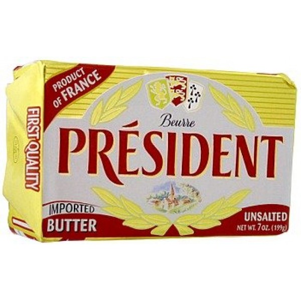 pack of 3 President Unsalted Butter in Foil 7 oz / 199 g