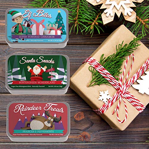 Christmas Novelty Mint Tins Gift Set of 3 Stocking Stuffer Chr...