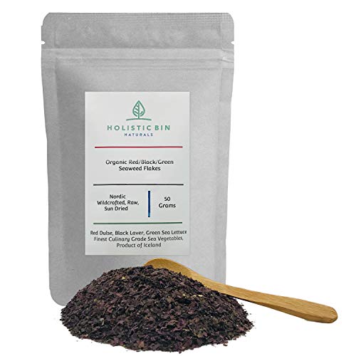 Organic Nordic Seaweed Flakes Red Dulse, Black Nori Laver, Gree
