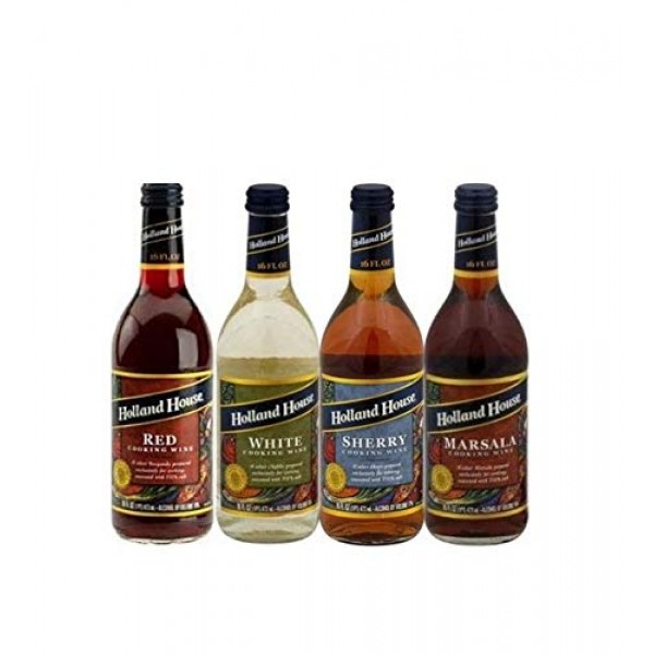 Holland House Cooking Wine 13.1 oz Bottle Pack of 4 Select Fla...
