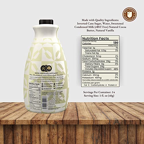Hollander Chocolate Co. White Chocolate Café Sauce, 64 oz. Bottle Hollander Chocolate Co. White Chocolate Café Sauce, 64 oz. Bottle