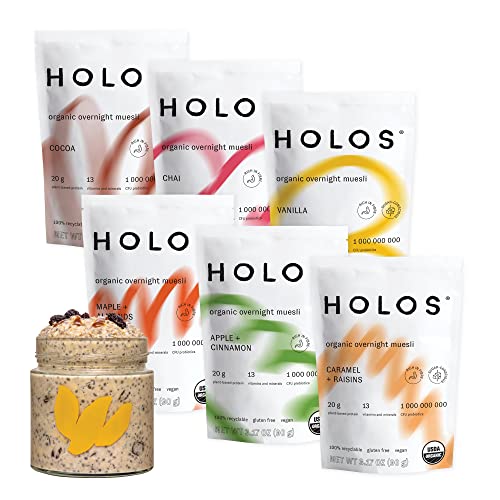 HOLOS Organic Overnight Muesli - Variety Pack 12 Meals Muesli ...