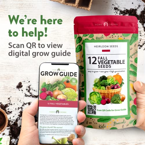 12 Fall Vegetable Seeds - USA Heirloom Non GMO Fall & Winter Veg...