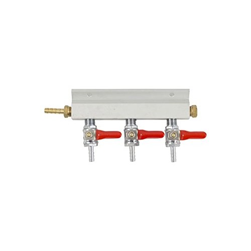 Gas Manifold - 3 Way Aluminum Keg King 1/4 Barb